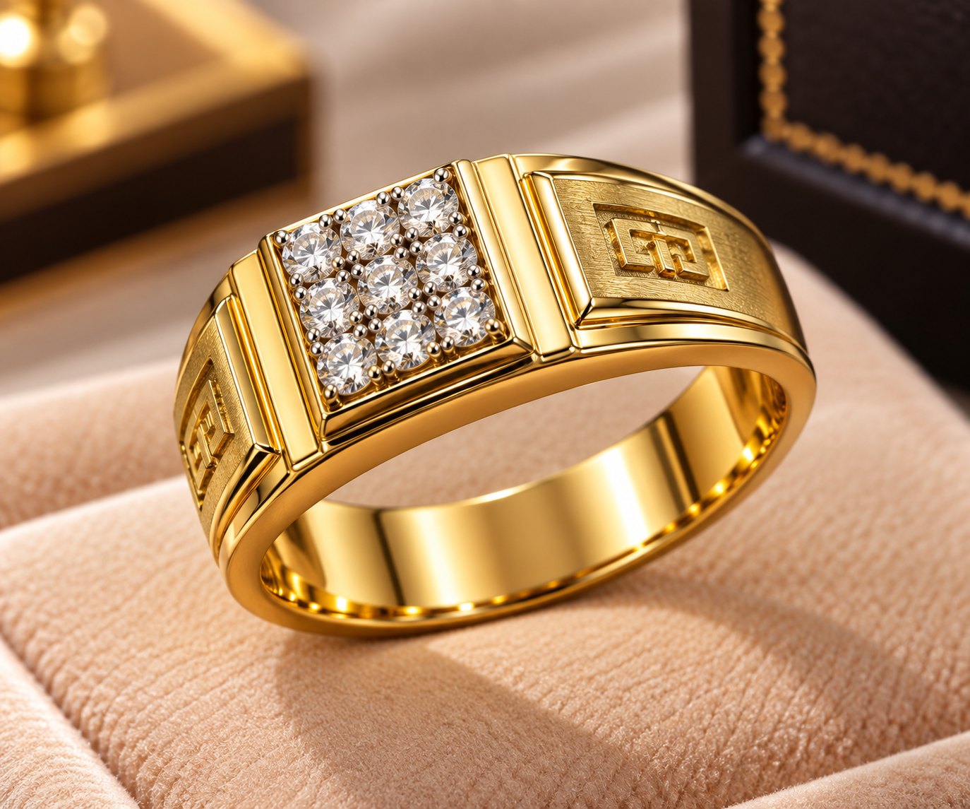 Luxurious Gold Diamond Signet Ring